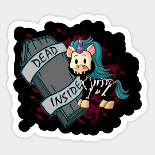 Knarf the Unicorn - Dead Inside - Kawaii Cute Goth Sticker